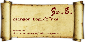Zsingor Boglárka névjegykártya